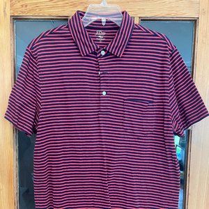 Men's J. Crew Pocket Polo (Large) Navy & Coral Stripe